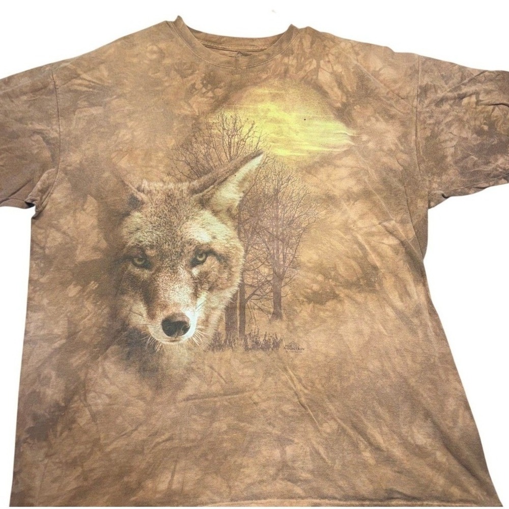 90s Y2K Vintage Fox Animal T Shirt Mens 2XL Forest Moon Animal Graphic Tie Dye‎
